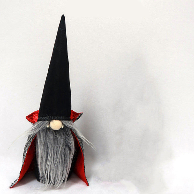 Black gray bearded Christmas elf Dracula