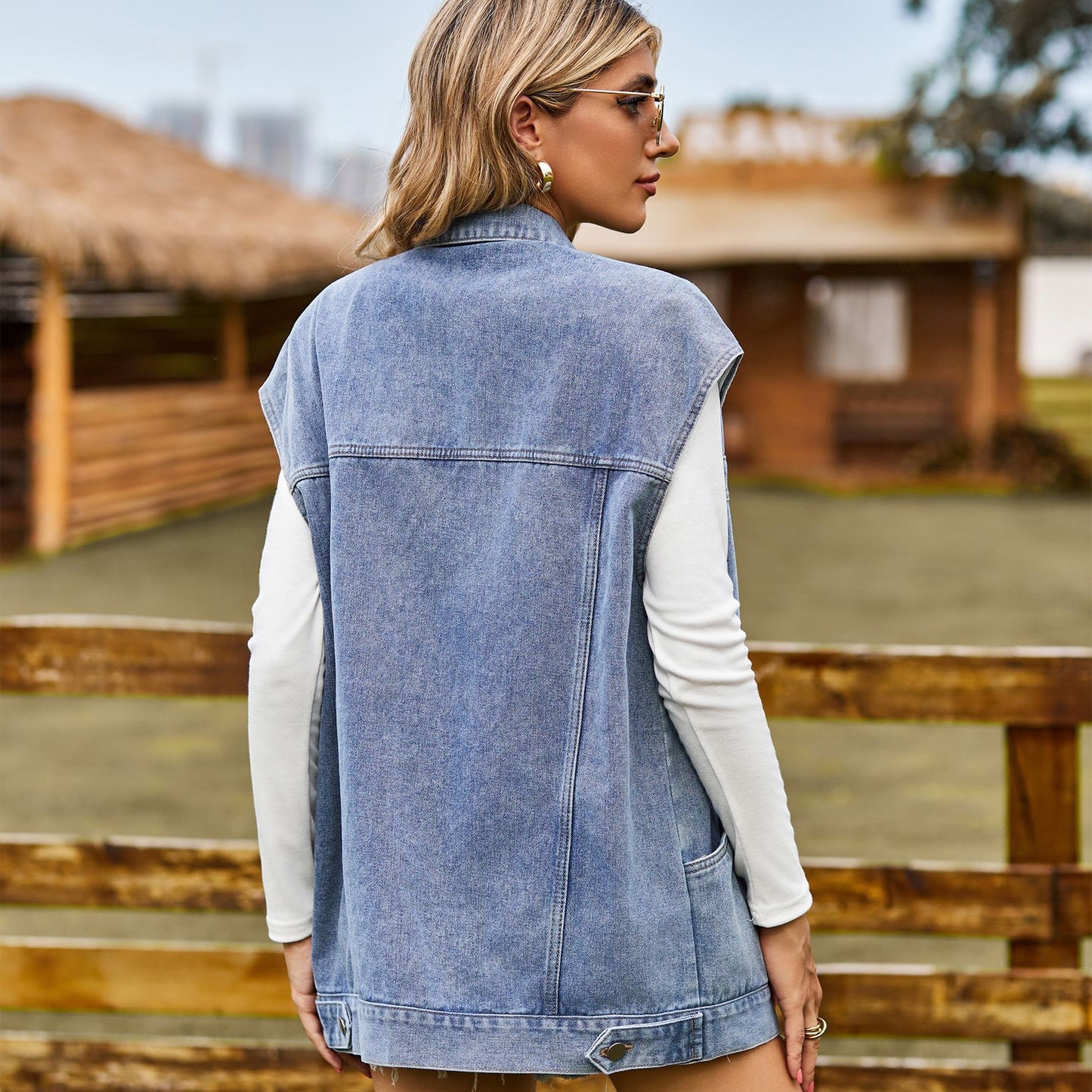 Denim Vest naisille oversize