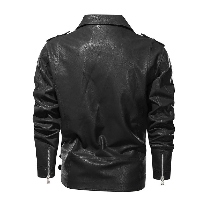 Motorcycle PU Multi-Zip Belt Leather Jacket