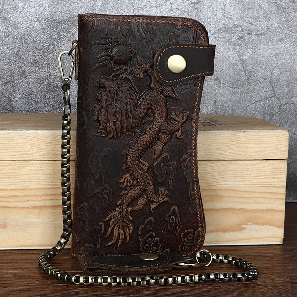 Fashion Vintage Crazy Horse Leather Men's Wallet Embossed