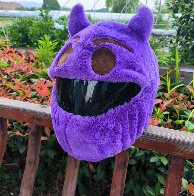 Cartoon Plush Motorbike Full Face Helmet Headgear