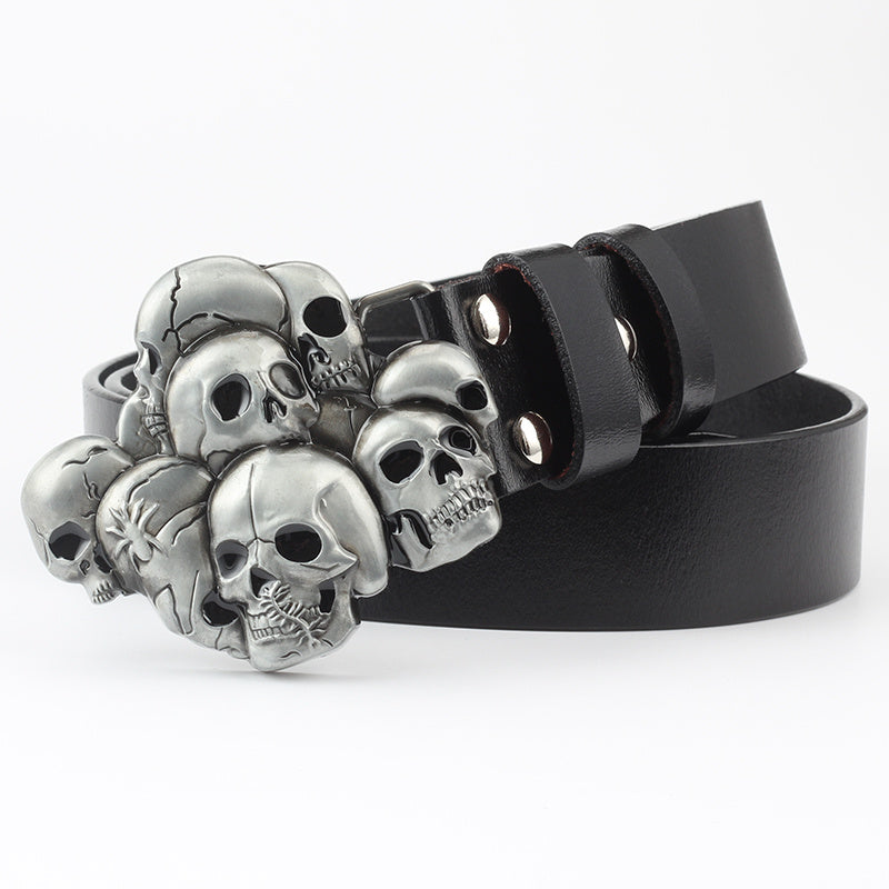 Casual skull embellished black belt