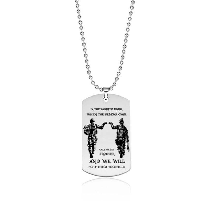 Stainless Steel Military Necklace Laser Engraving