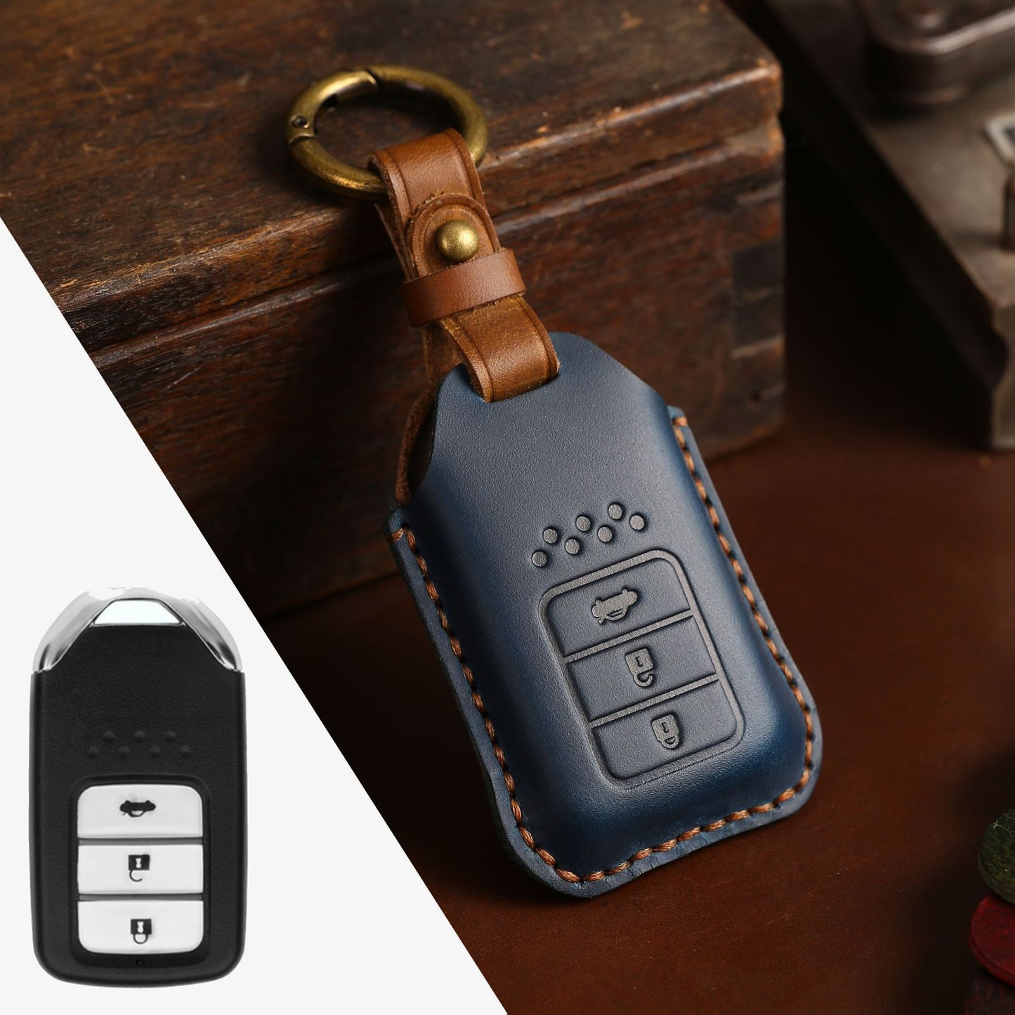 Full Leather Car Key Case Cowhide