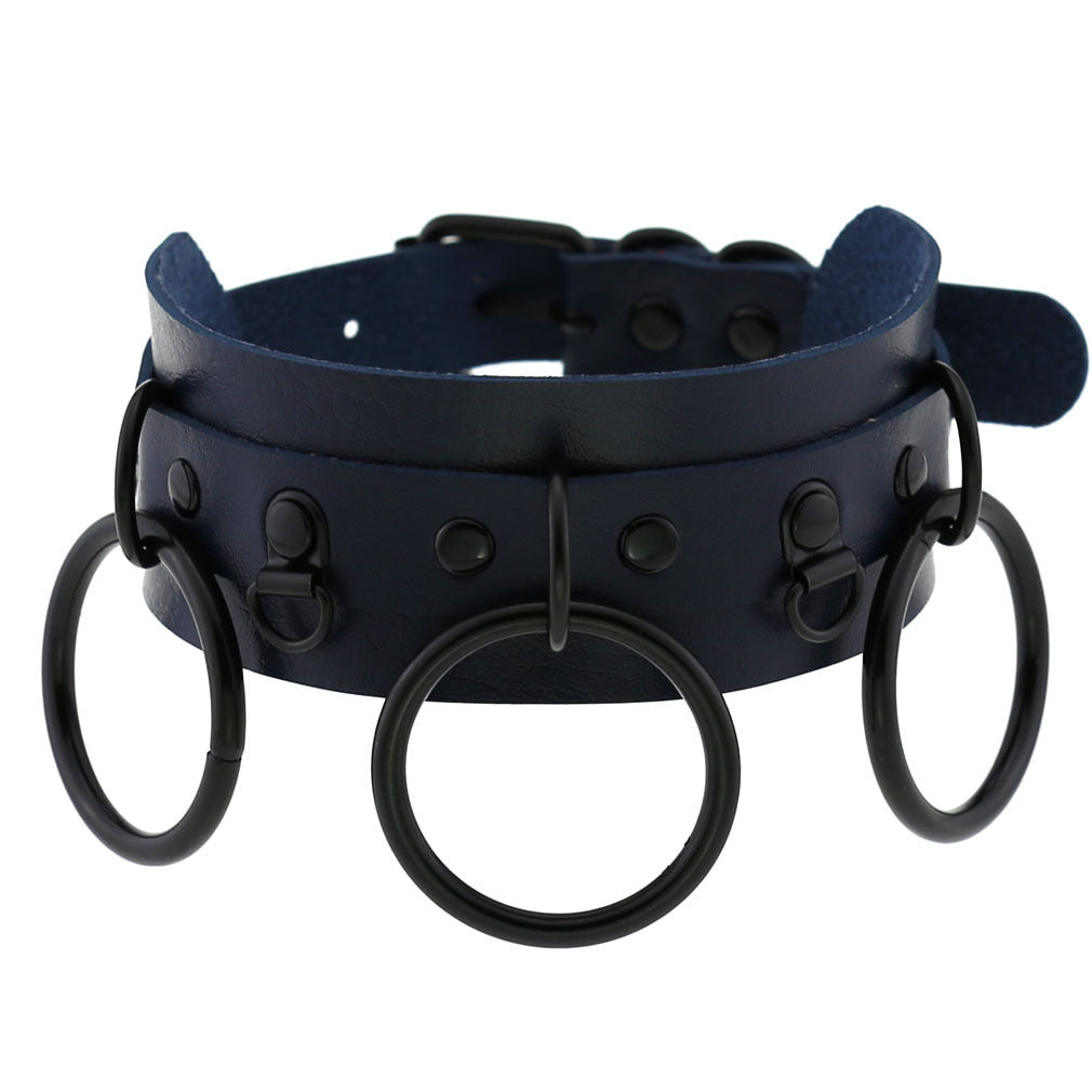 Gothic double-layer PU leather collar