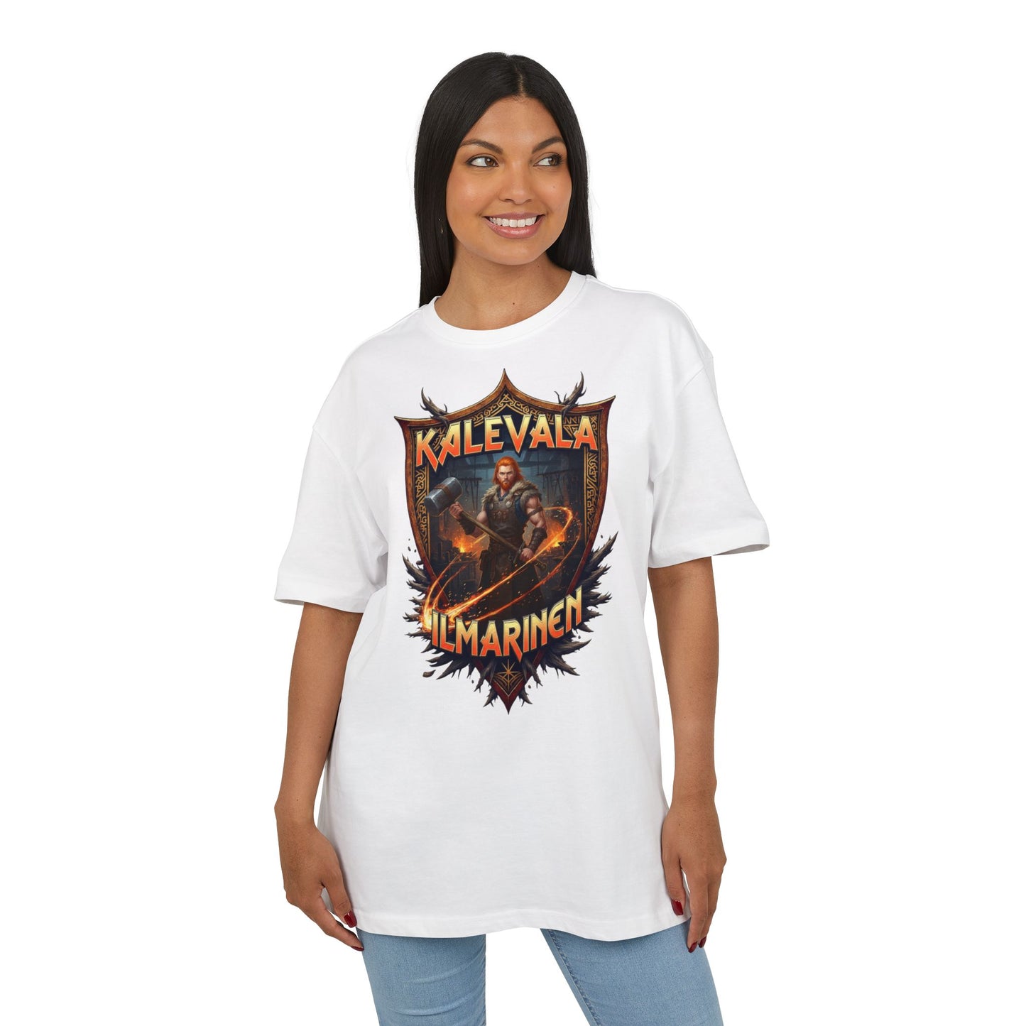 Kalevalan Ilmarinen seppä kalevalan rock-henkinen paita -  Oversize  T-paita