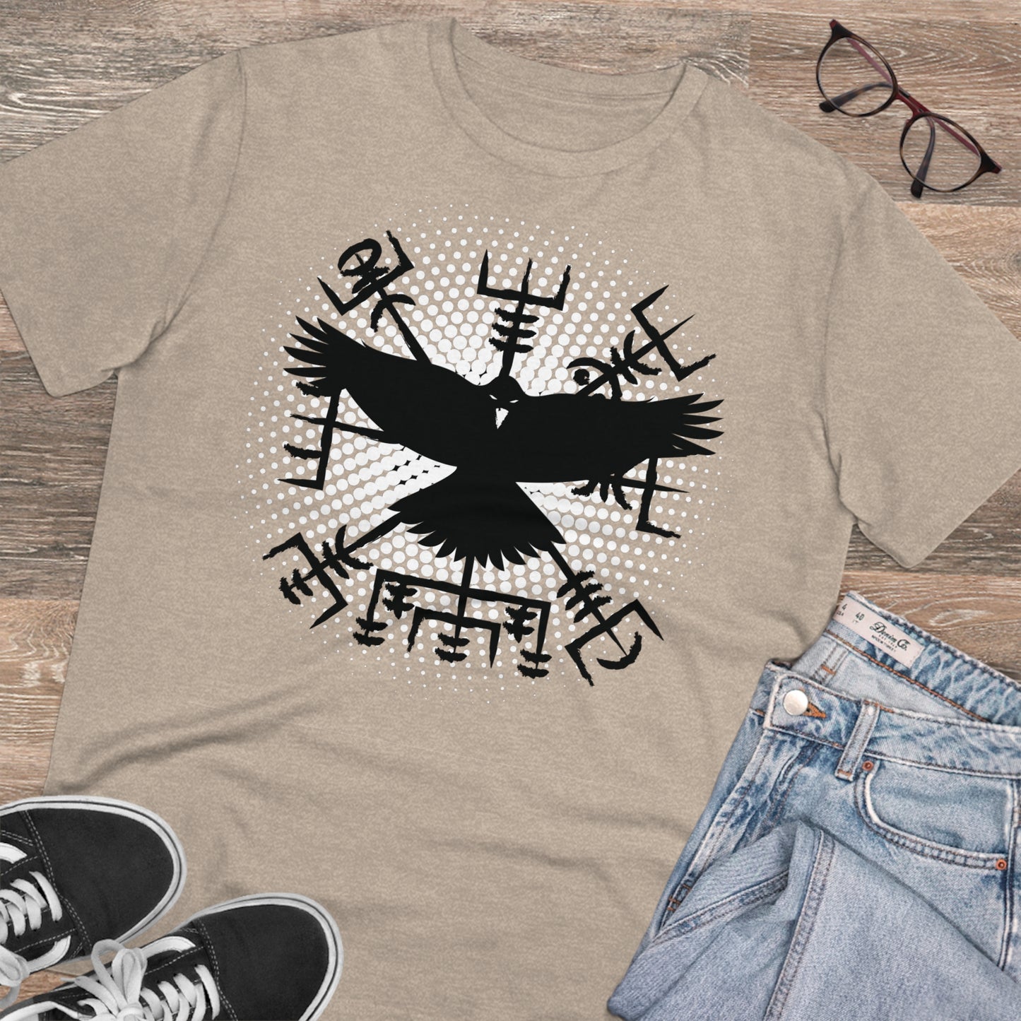 T-shirt unisex eco cotton - vegvisir and raven