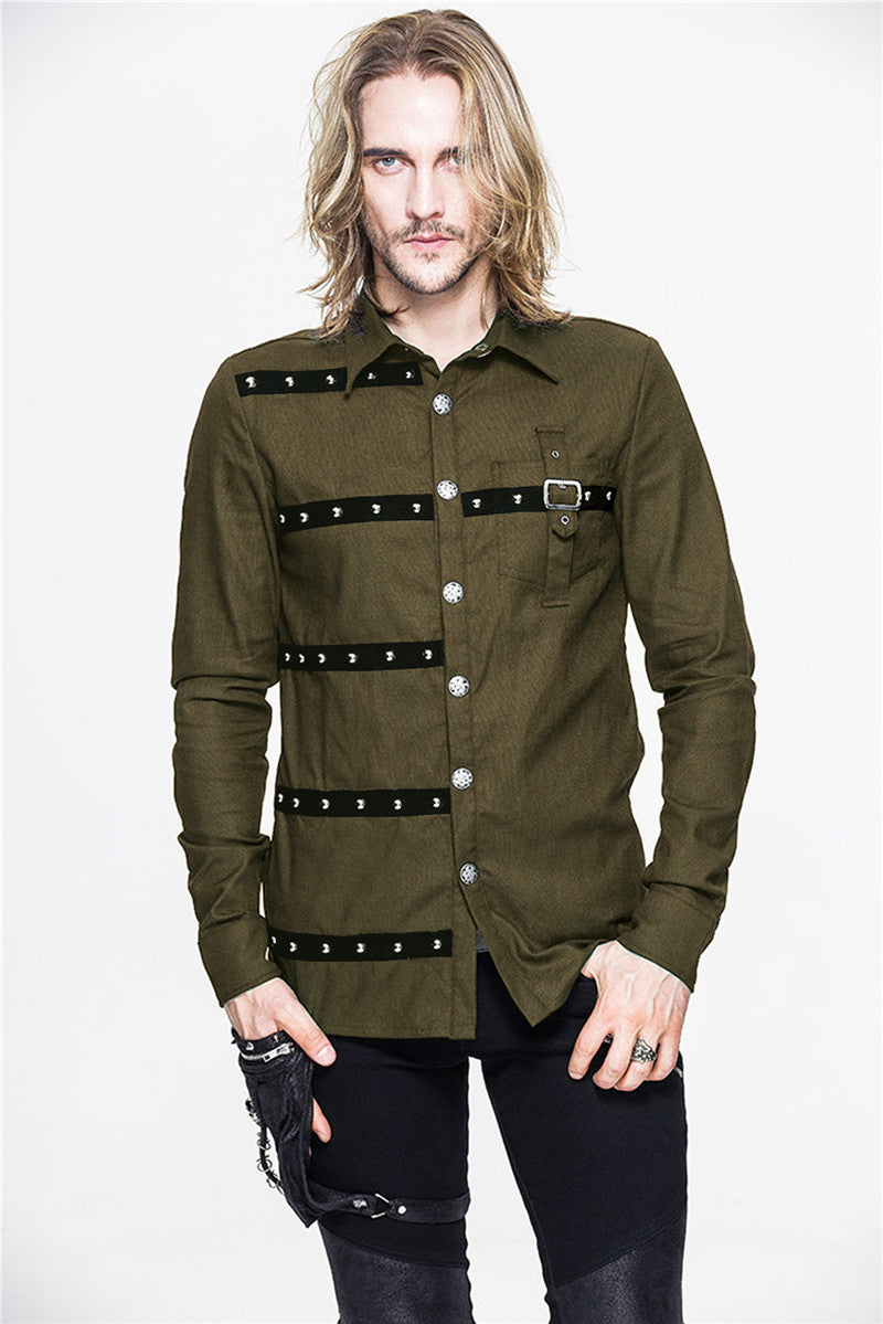 Men's Gothic Style Rivet Long Sleeve Shirt