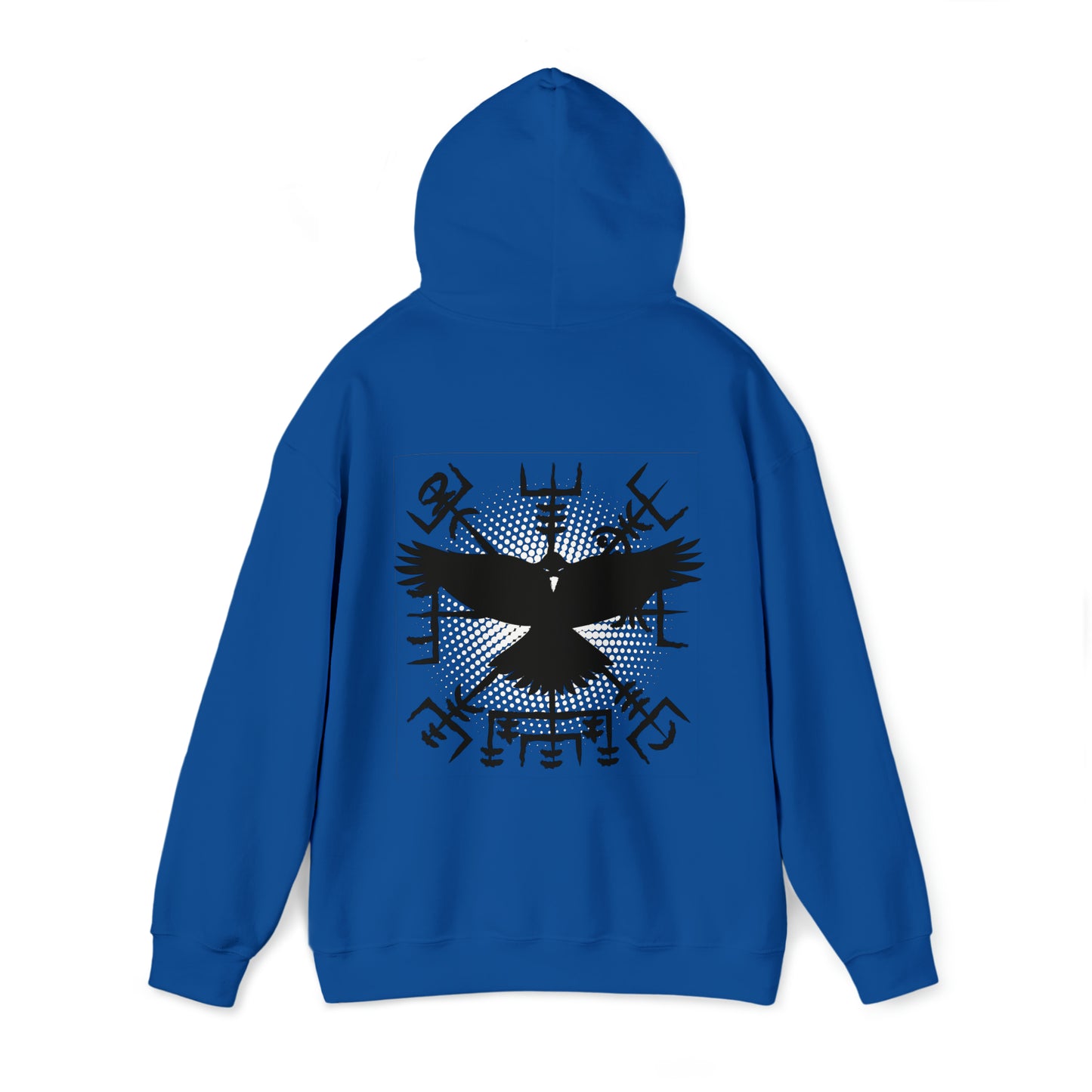 hoodie made of strong cotton - vegvisir raven picture on the back