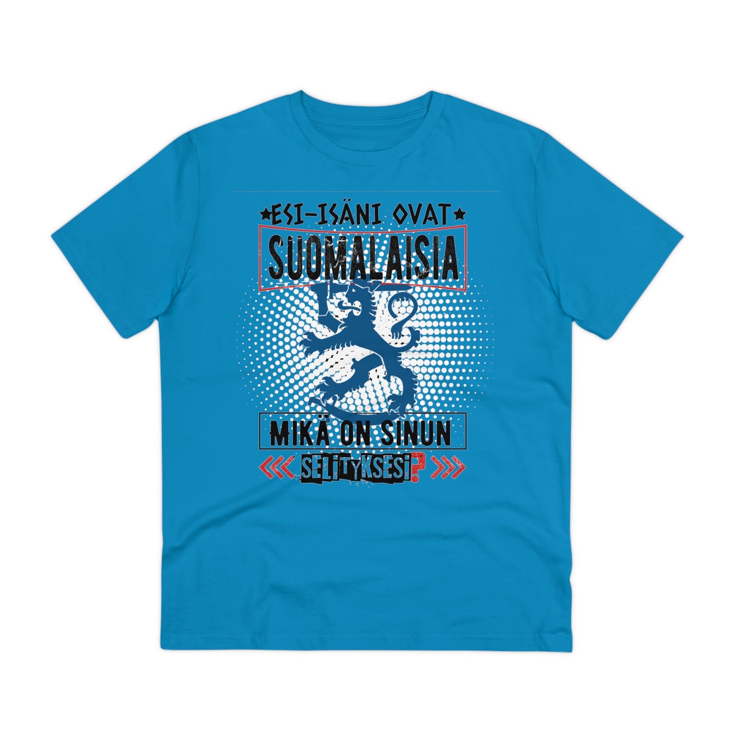 T-shirt unisex eco cotton - my ancestors are Finnish, what is your explanation, Suomileijona