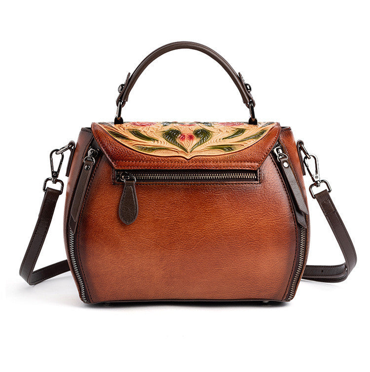 Retro Fashion Leather Bag Top Layer Cowhide Ladies Handbag