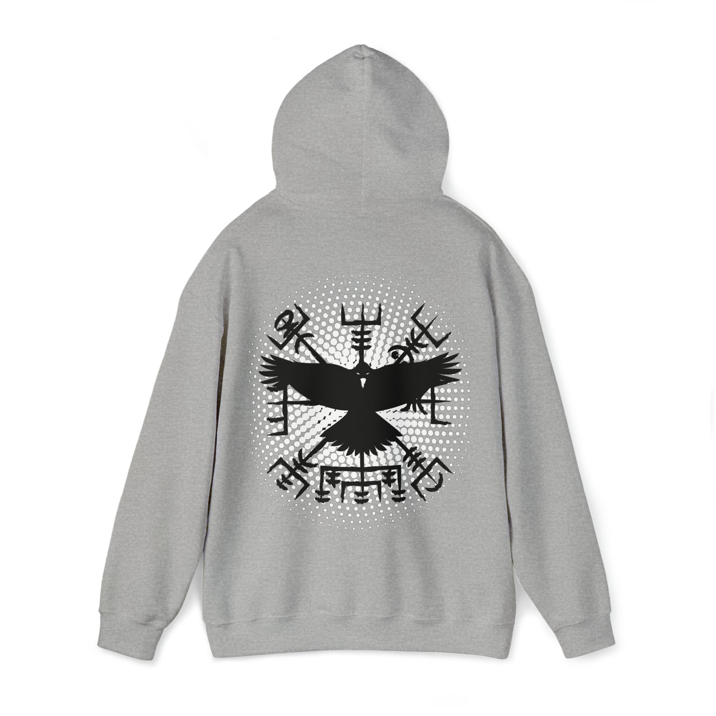 hoodie made of strong cotton - vegvisir raven picture on the back