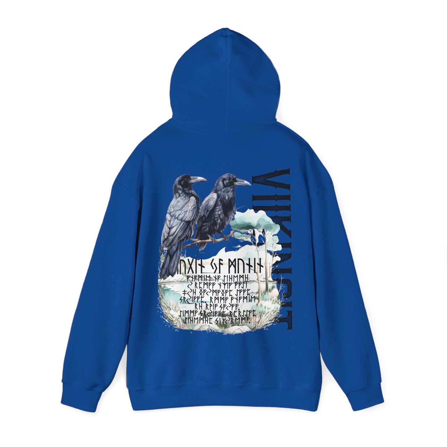 hoodie made of strong cotton - viking raven picture on the back