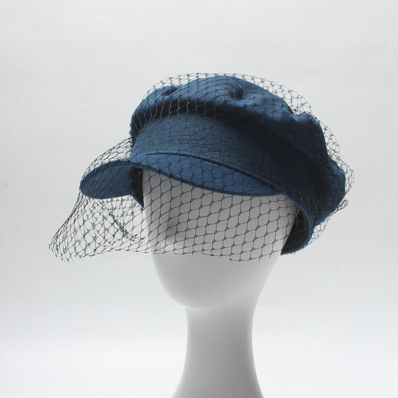 Women's denim mesh hat