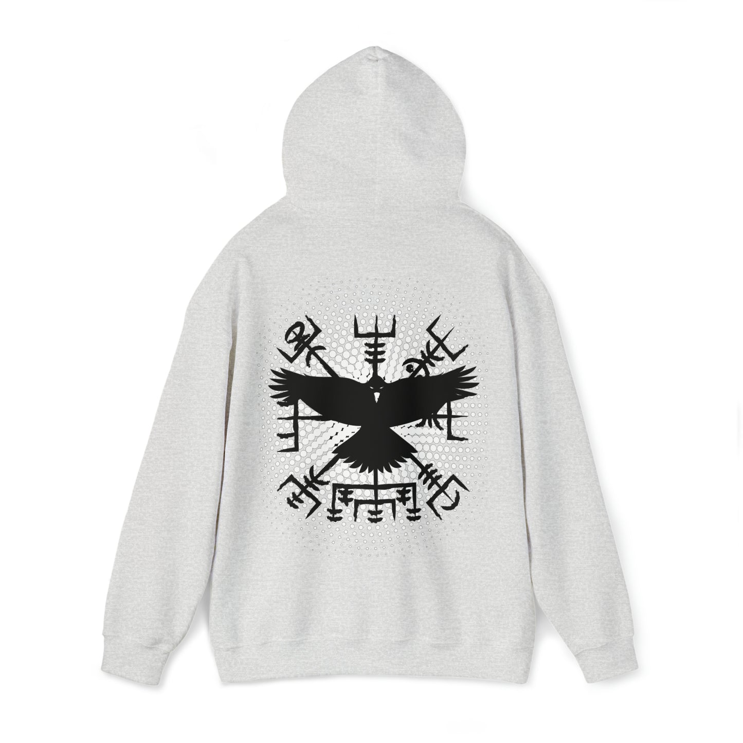 hoodie made of strong cotton - vegvisir raven picture on the back