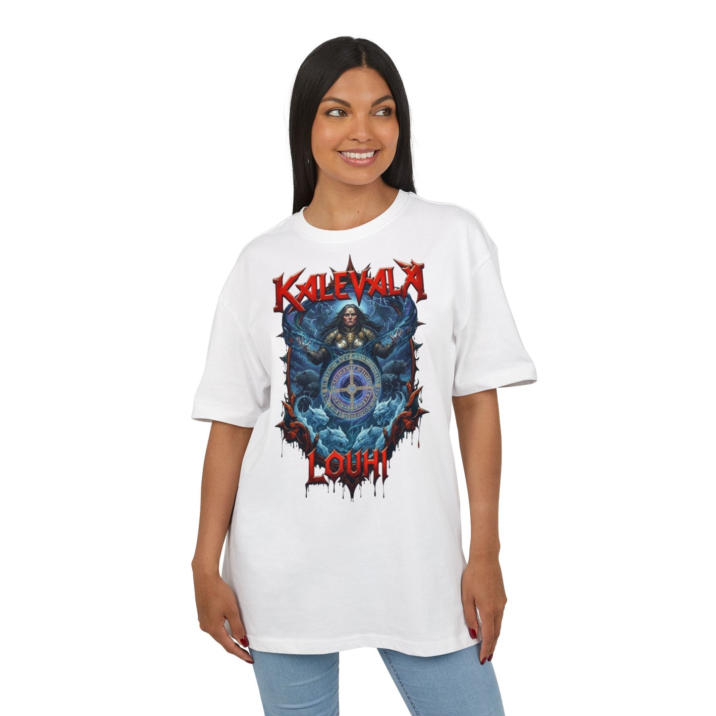 Kalevalan Kalevala Pohjolan emäntä Louhi l rock-henkinen paita -  Oversize  T-paita