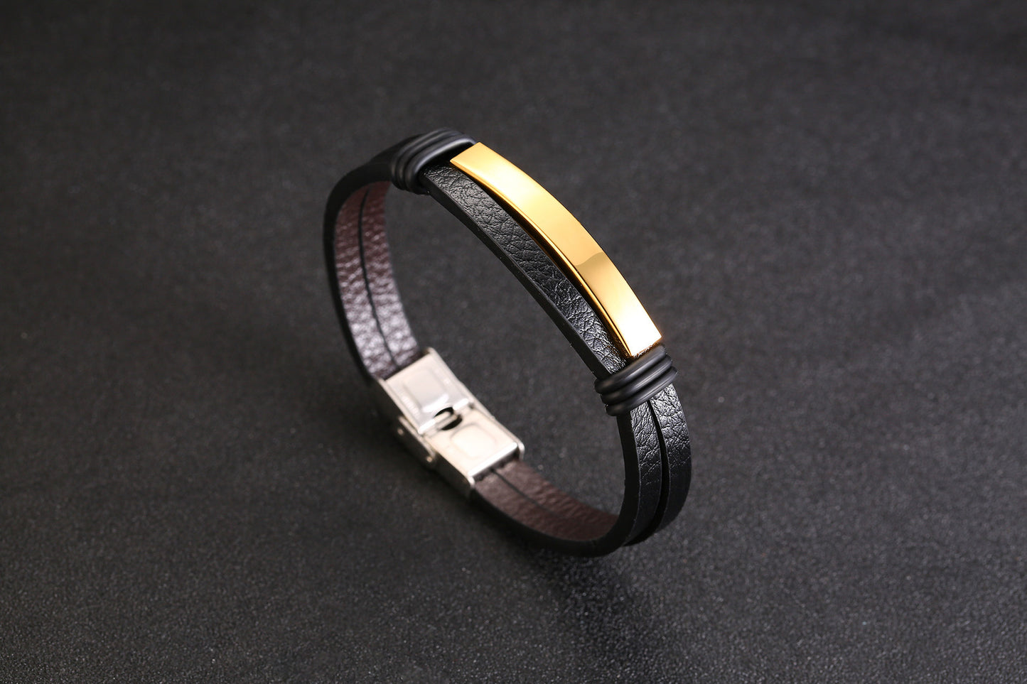 Stainless Steel Leather Bracelet