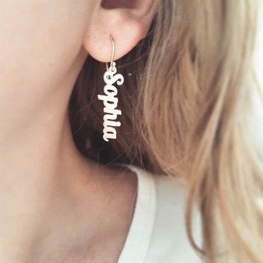 Custom Vertical Name Earrings