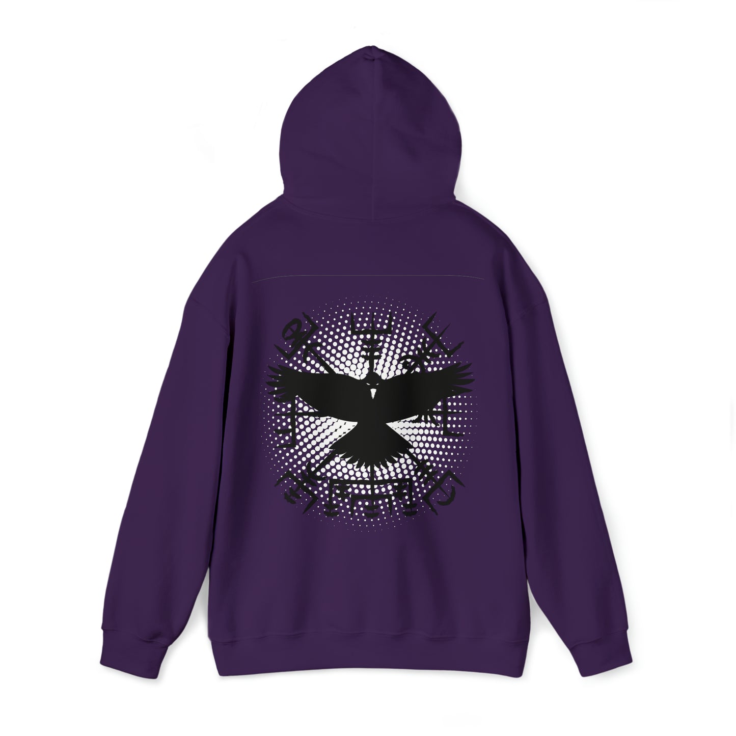 hoodie made of strong cotton - vegvisir raven picture on the back