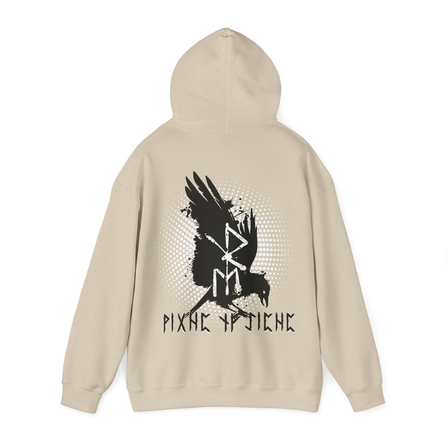 hoodie in strong cotton -- bindrune raven on the back