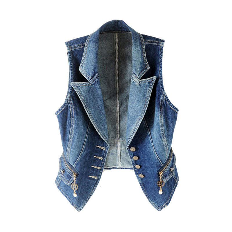 Sleeveless denim vest