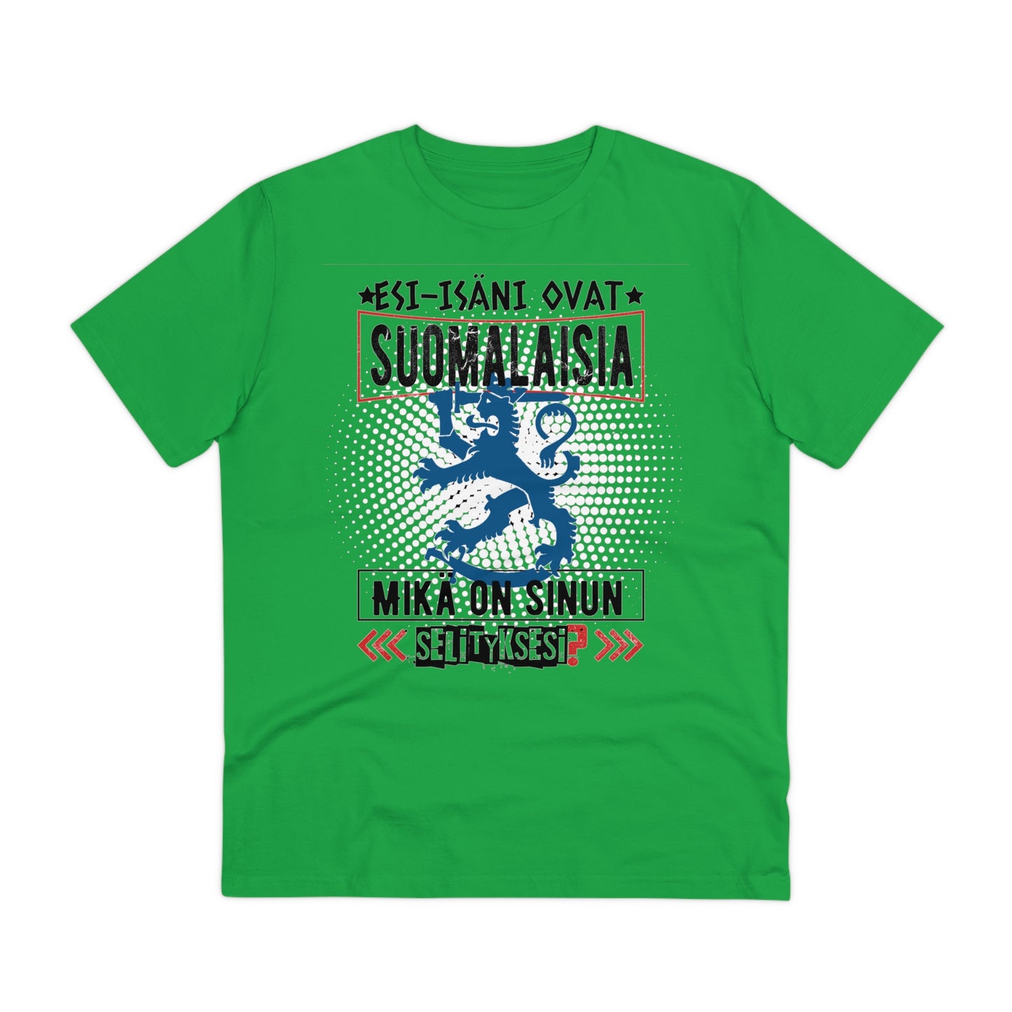 T-shirt unisex eco cotton - my ancestors are Finnish, what is your explanation, Suomileijona