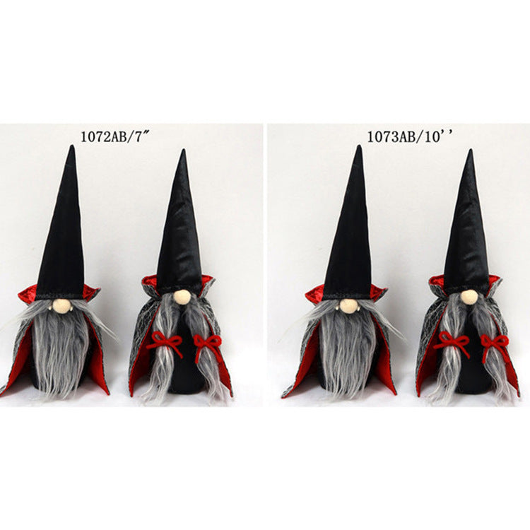 Black gray bearded Christmas elf Dracula