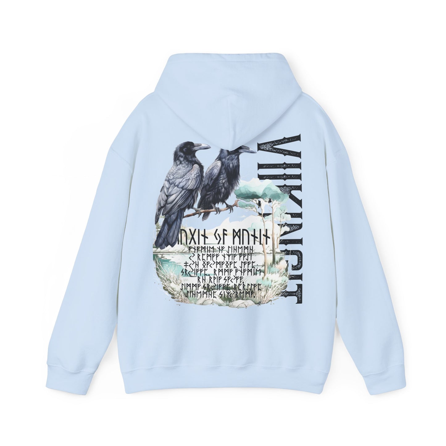 hoodie made of strong cotton - viking raven picture on the back