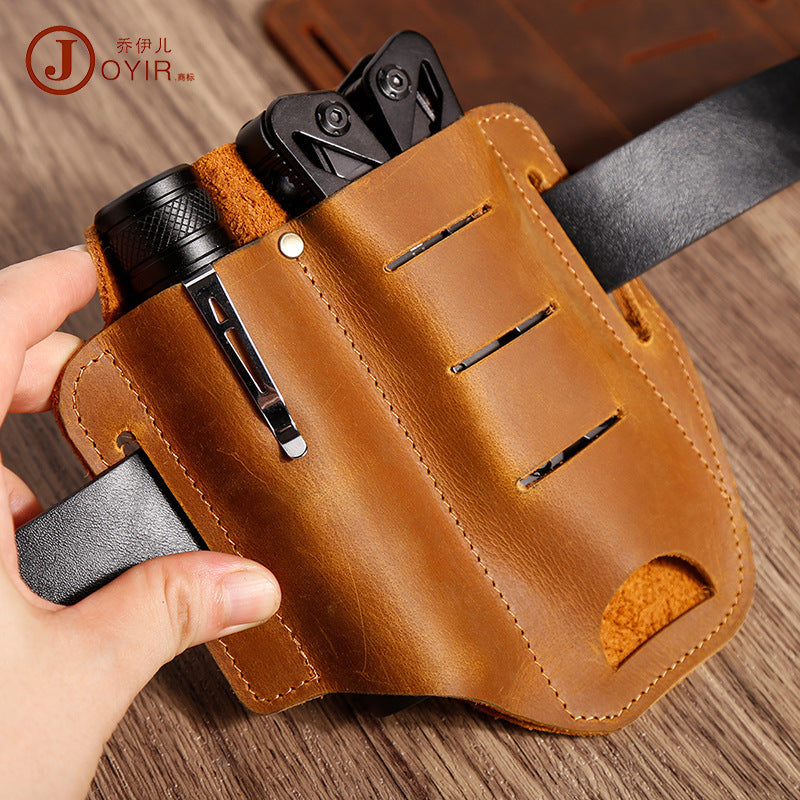 Leather EDC Tactical Waist Bag Pocket Organizer Tool Belt Bag For Men