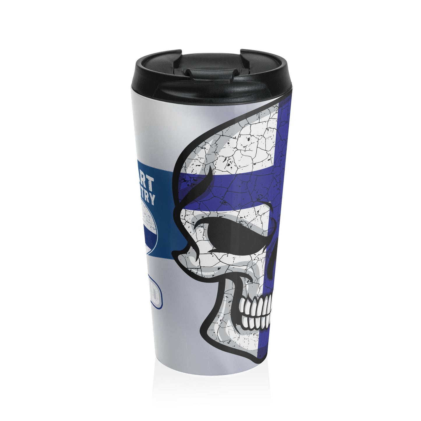 steel travel mug Finland skull