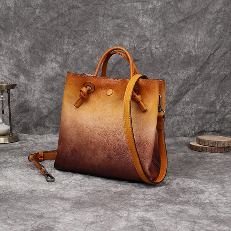 Rubbing color leather hand Diagonal bag