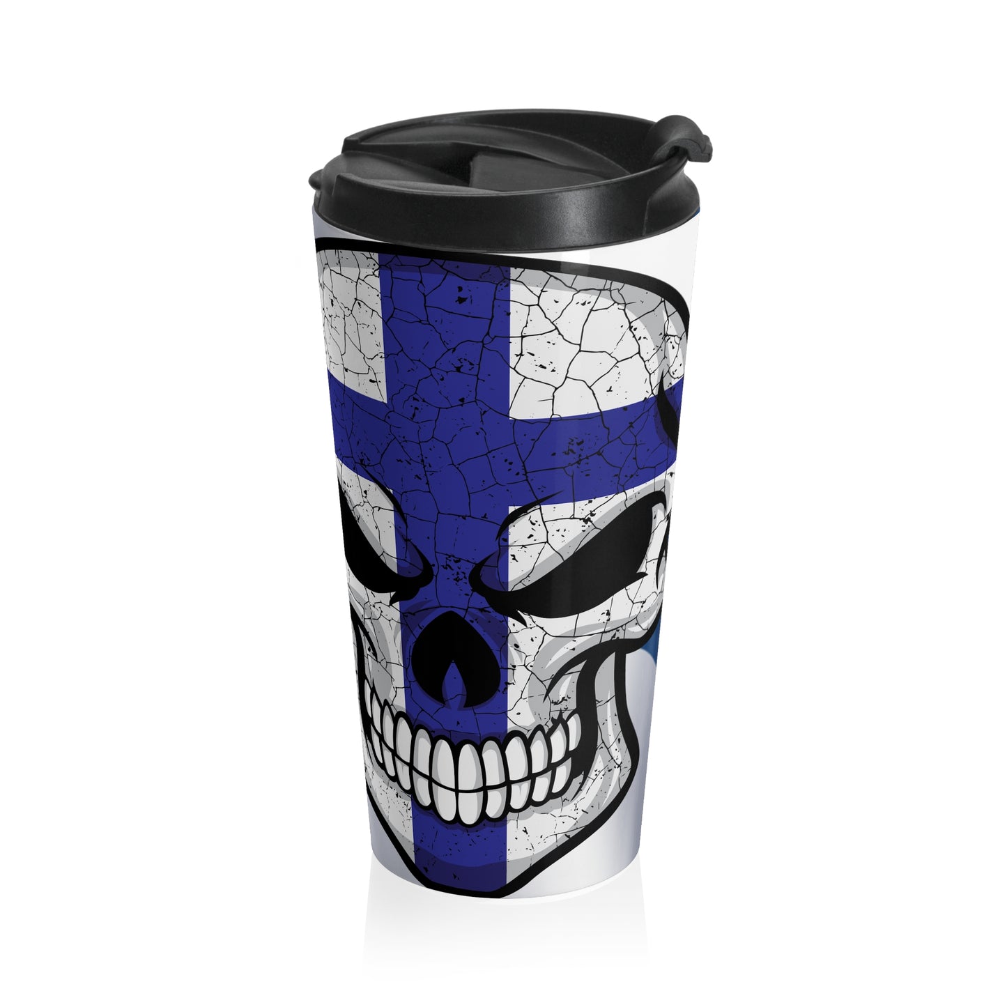 steel travel mug Finland skull