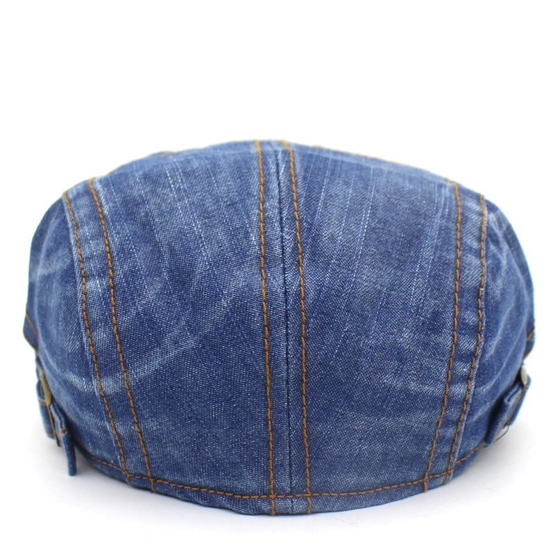 Washed denim peaked beret