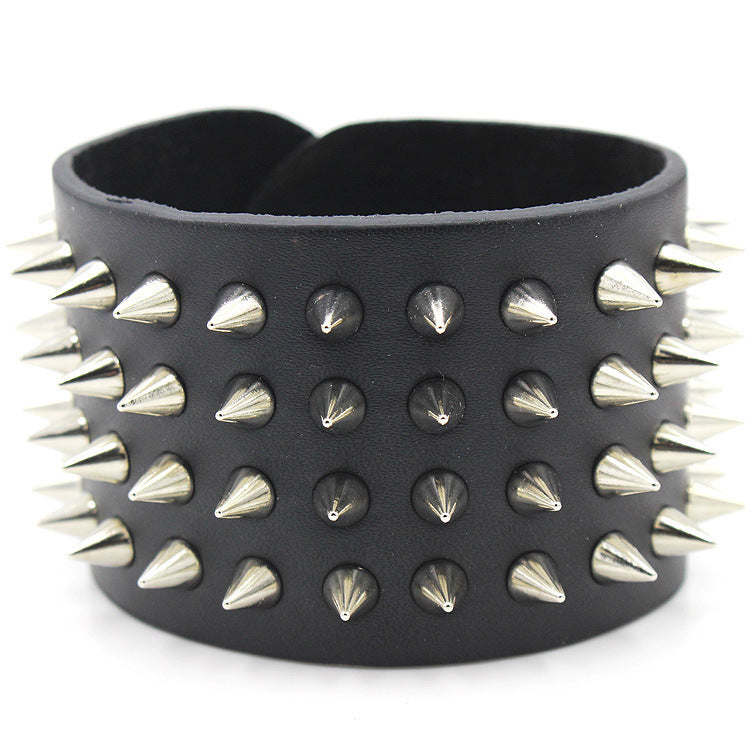 Studded Punk Leather Bracelet