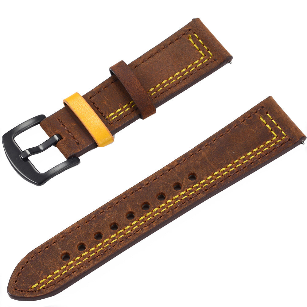 Grained Leather Strap For Quick Release Hand Made Retro