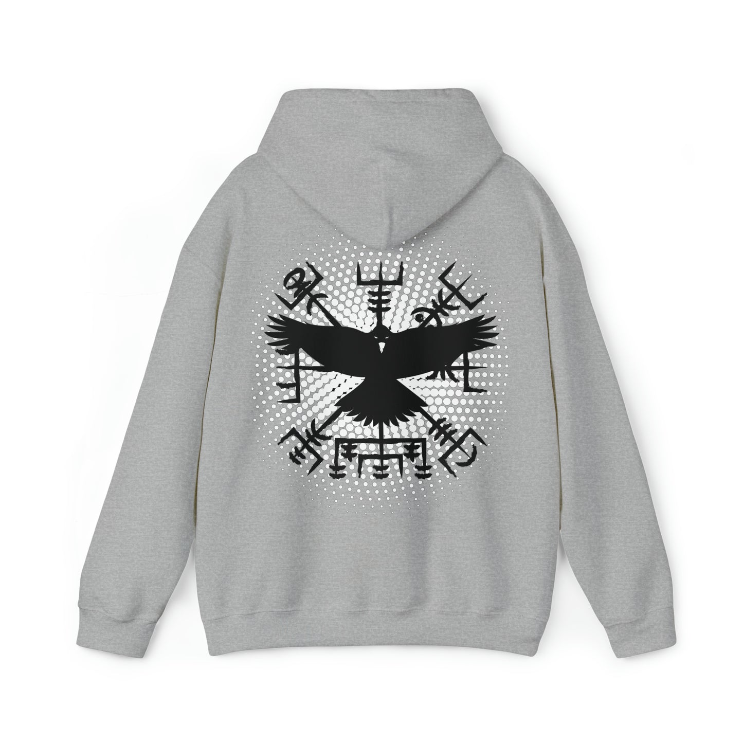 hoodie made of strong cotton - vegvisir raven picture on the back