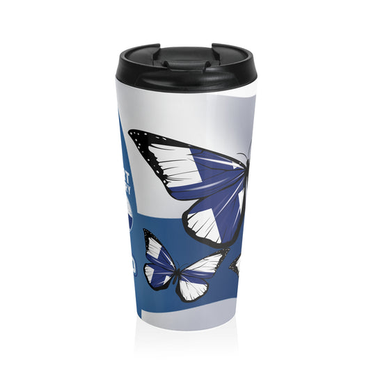 steel travel mug Finland butterflies