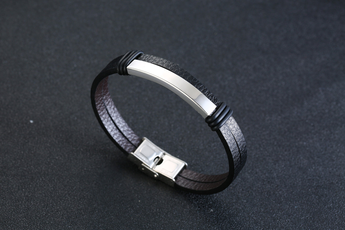 Stainless Steel Leather Bracelet