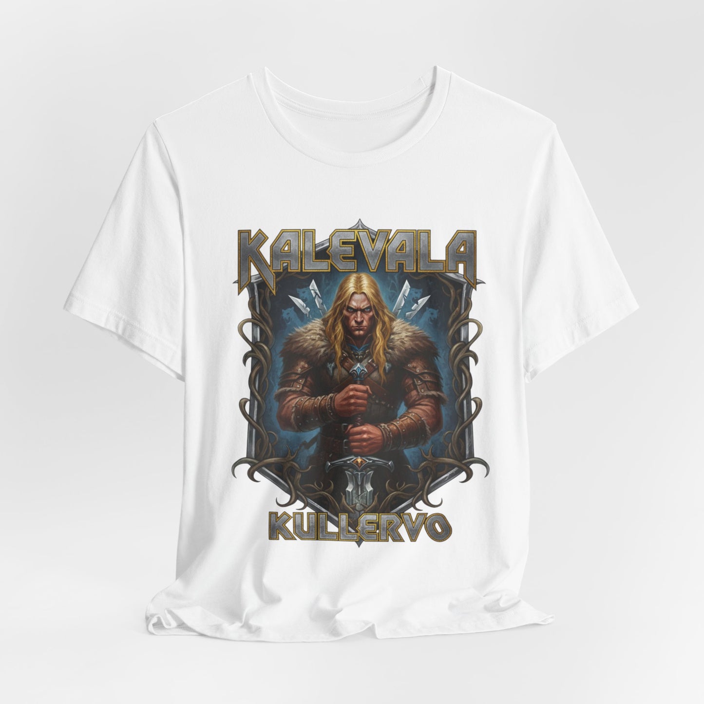 Kullervo — Kalevalan traaginen soturi Teepaita — Retro Graphic T-Shirt