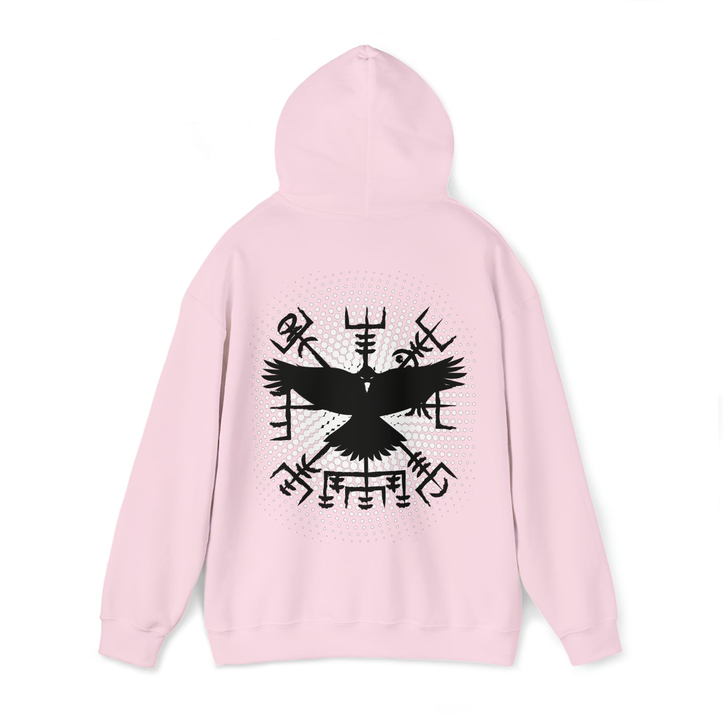 hoodie made of strong cotton - vegvisir raven picture on the back