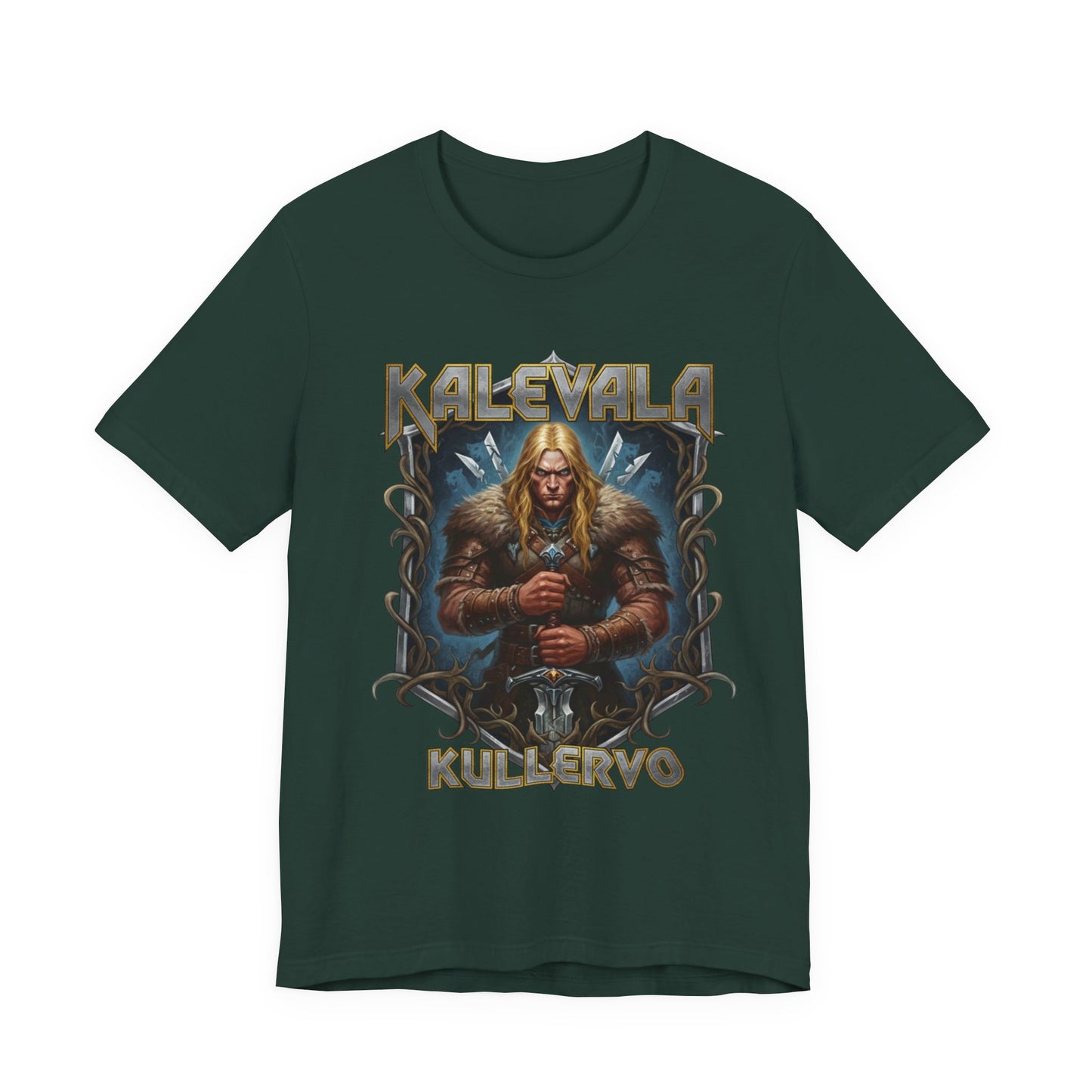Kullervo — Kalevalan traaginen soturi Teepaita — Retro Graphic T-Shirt