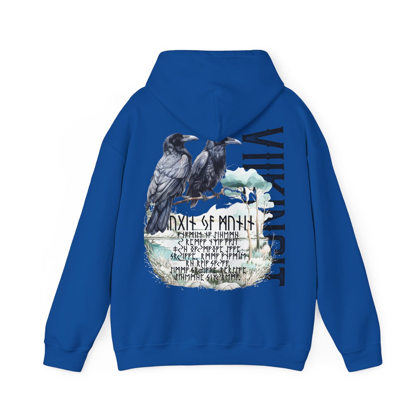 hoodie made of strong cotton - viking raven picture on the back