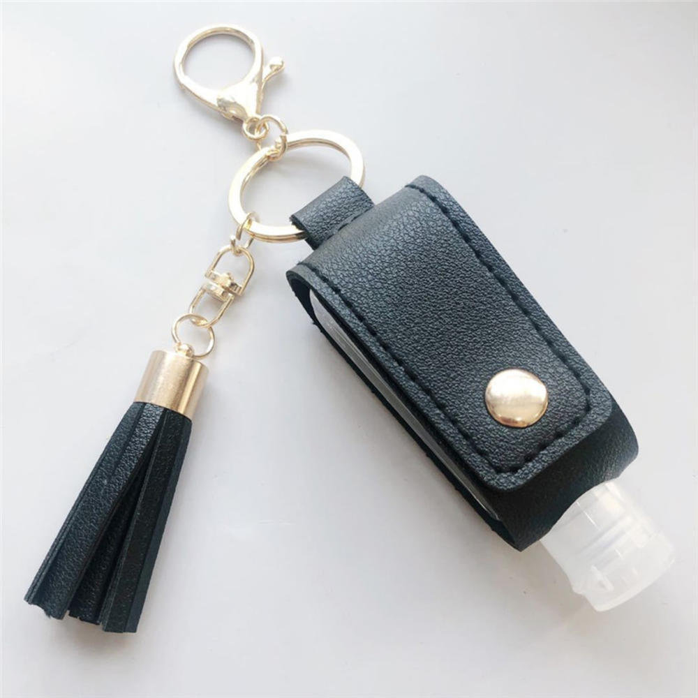 Portable hand sanitizer leather case