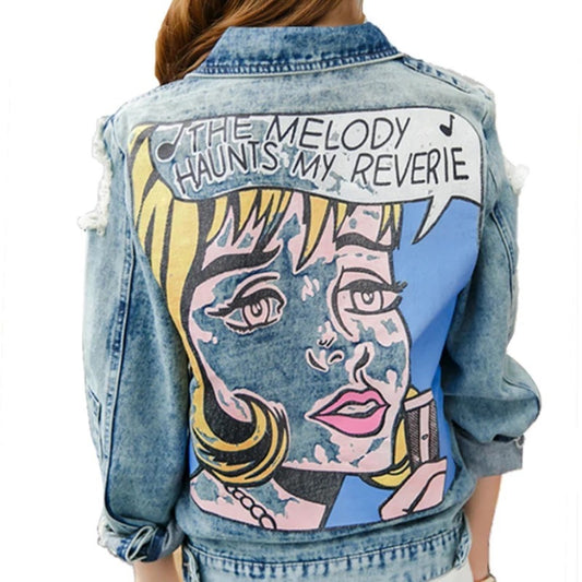 Broken hole denim jacket