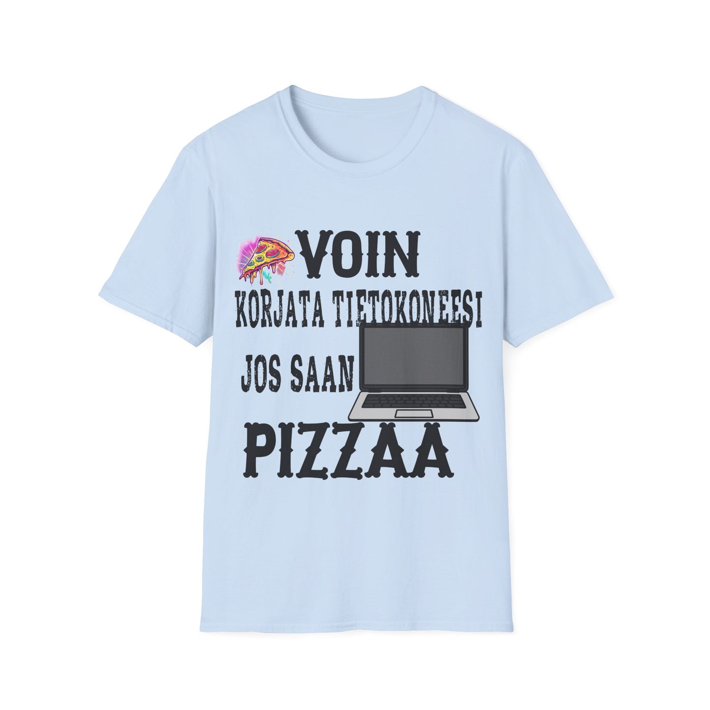 T-Paita -  voin korjata tietokoneesi, jos saan pizzaa