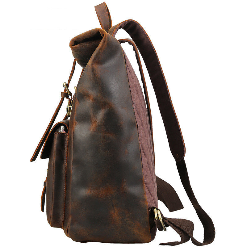 Men's Crazy Horse Leather Travel Backpack