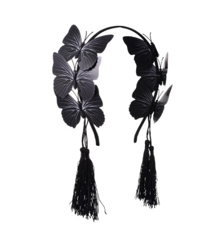 Gothic tassel black butterfly headband