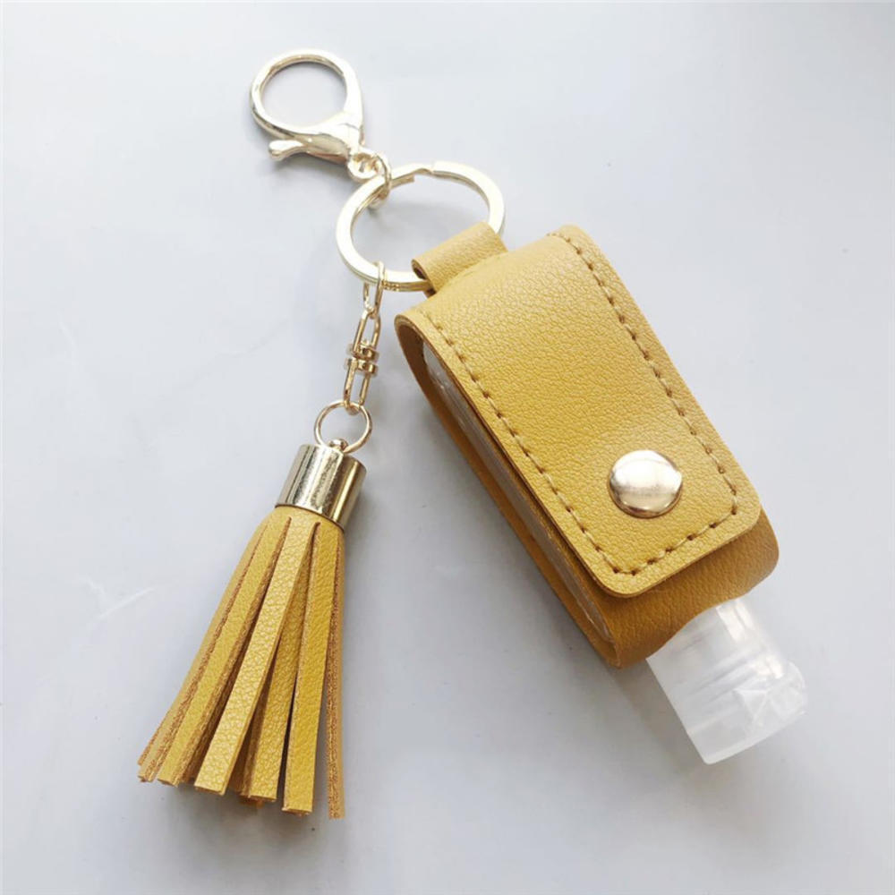 Portable hand sanitizer leather case