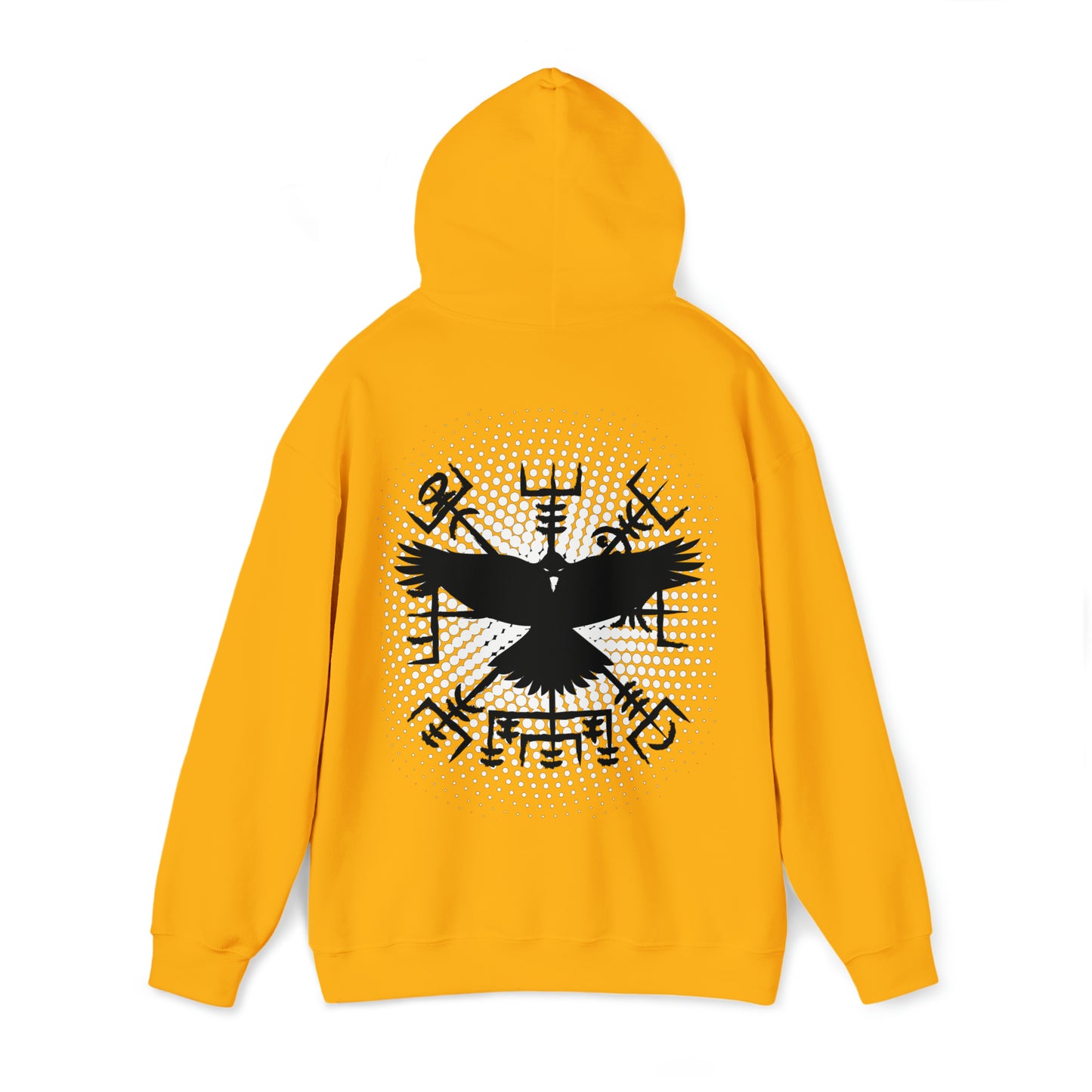 hoodie made of strong cotton - vegvisir raven picture on the back