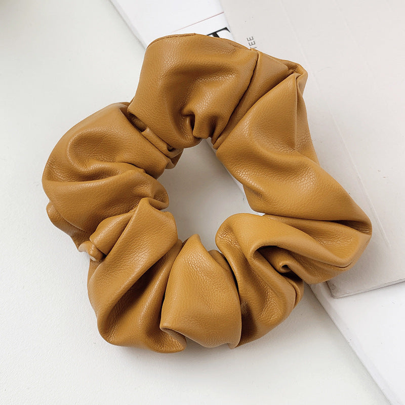 PU Leather Tie Hair Ring Solid Color Hair Accessories